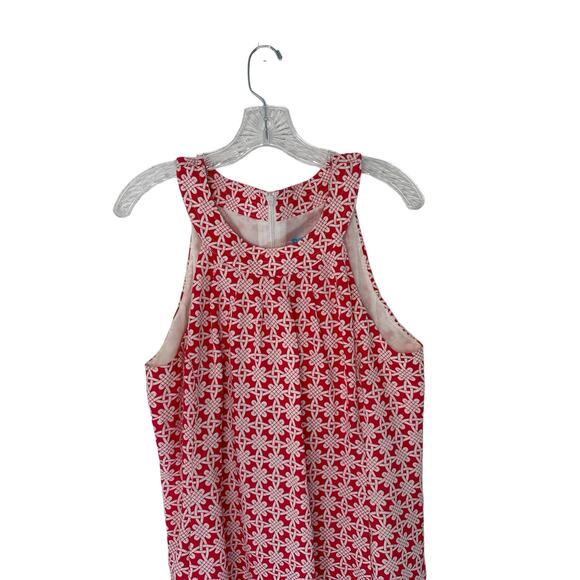 J. McLaughlin Nautical Yacht Pink White Printed Coastal Linen Dress Size 12 - Picture 3 of 9